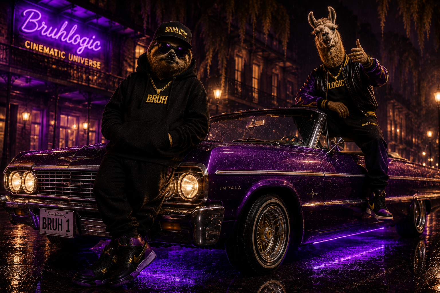 Bruh and Logic with the purple Impala — BruhLogic Cinematic Universe